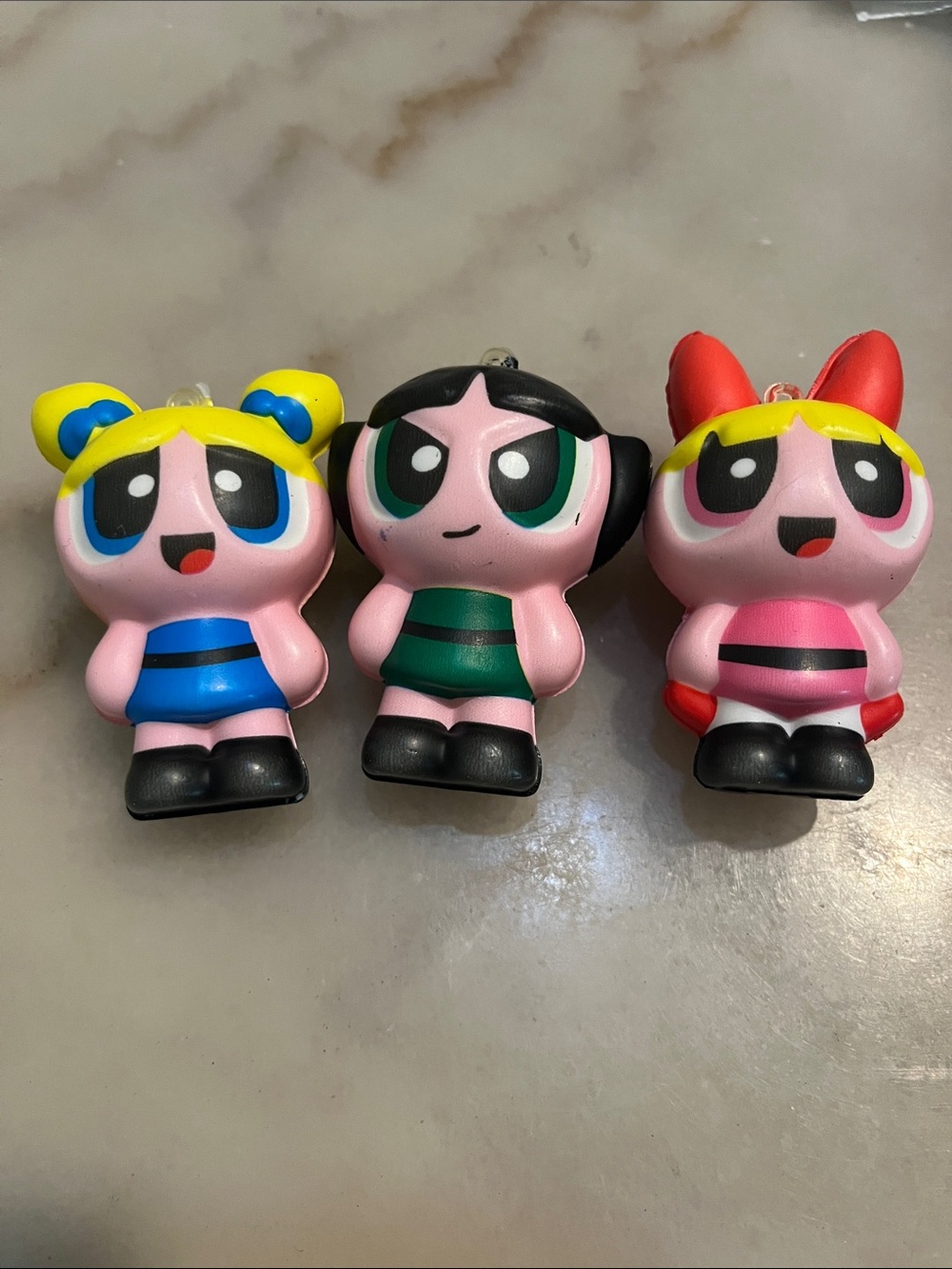 Powerpuff girl Trio squishy Keychain Set - Blue, Green, Pink